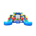 Castillo hinchable de 16 pies con toboganes dobles, soplador y piscina combinada (SAK56319)