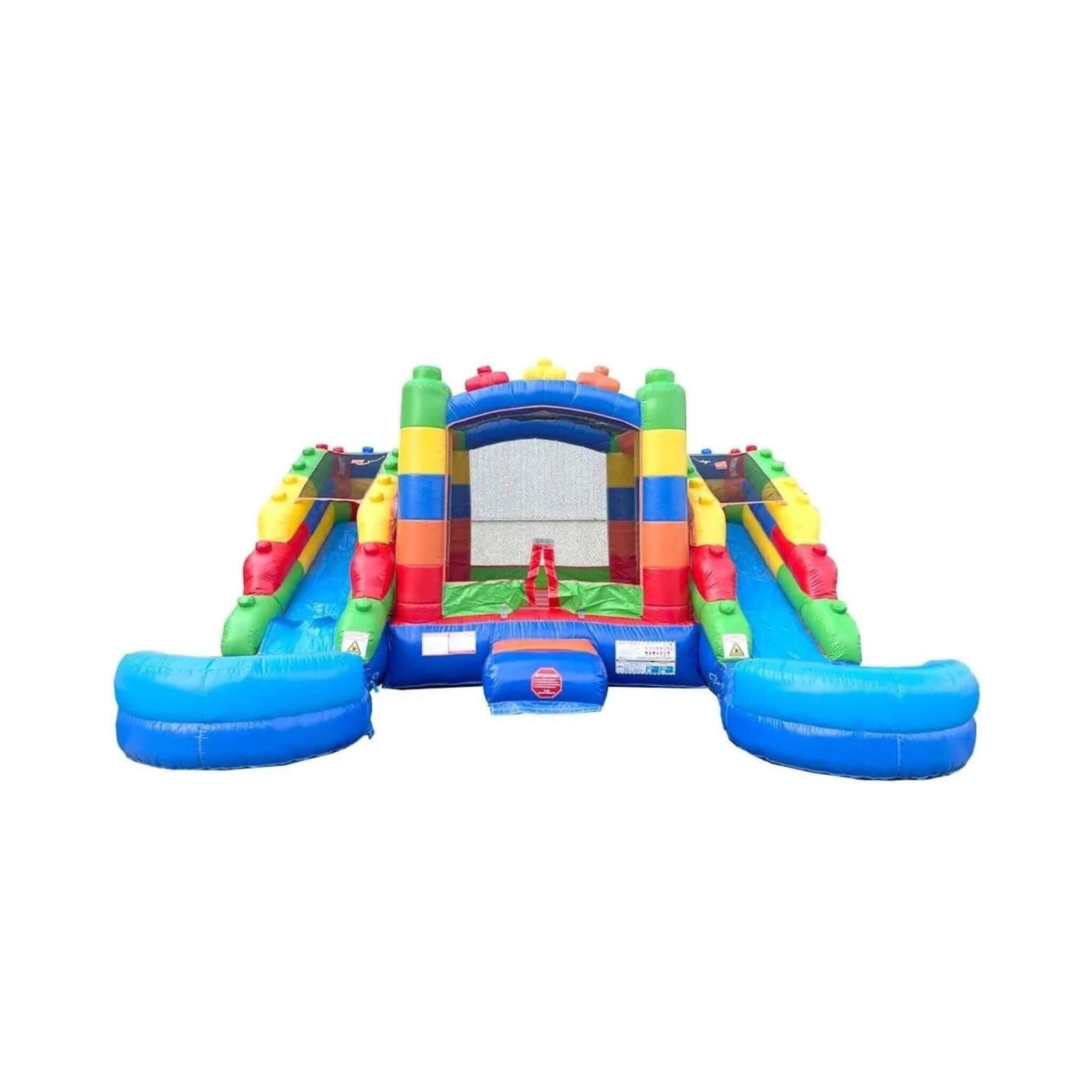 Castillo hinchable de 16 pies con toboganes dobles, soplador y piscina combinada (SAK56319)