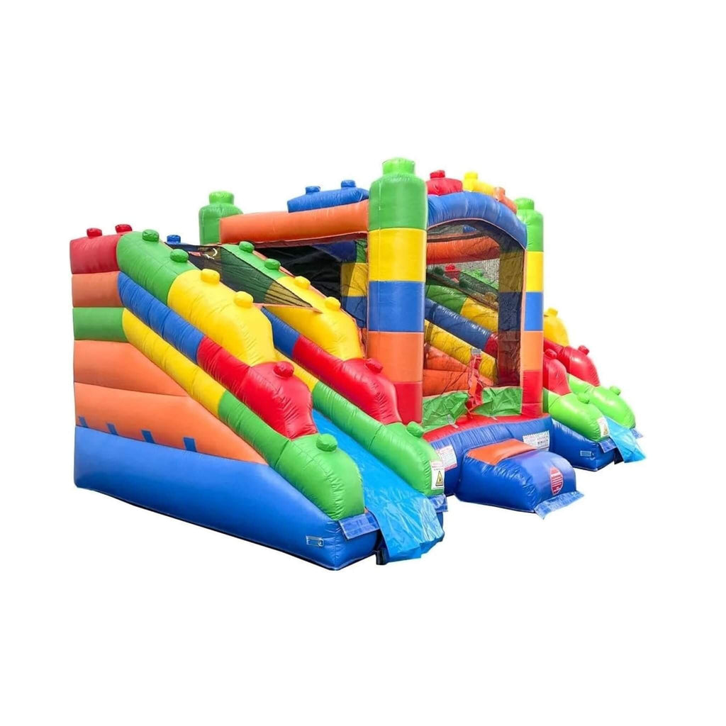 Castillo hinchable de 16 pies con toboganes dobles, soplador y piscina combinada (SAK56319)