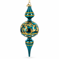 Regal Green Scroll Finial Glass Christmas Ornament