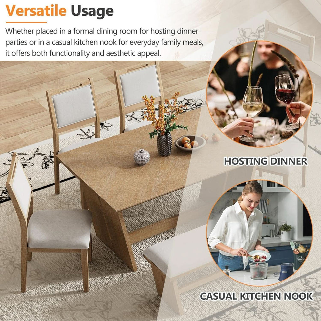 Natural Vintage Rustic Handcrafted Dining Table Set