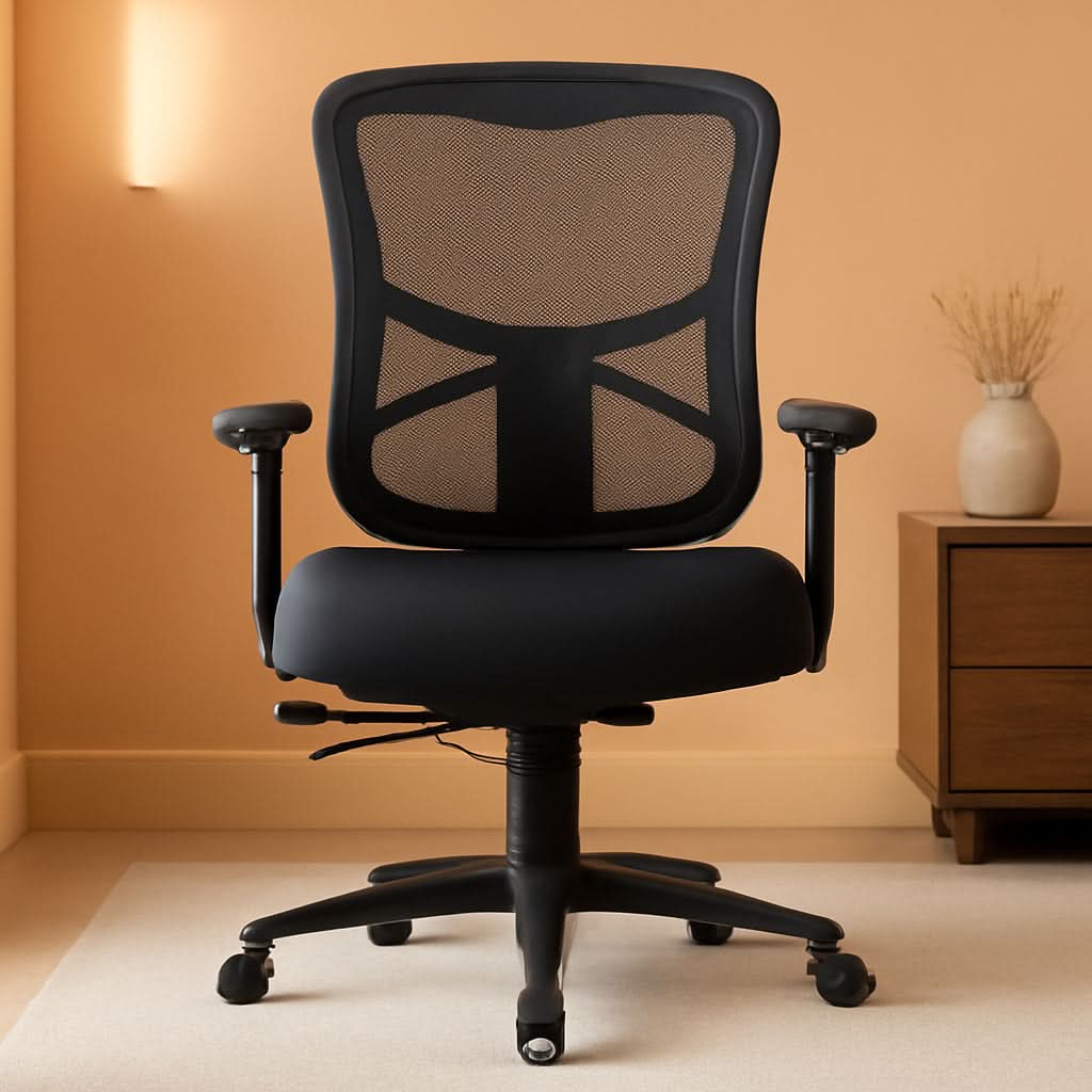 Silla de oficina de malla con respaldo alto Elusion negra con inclinación ajustable