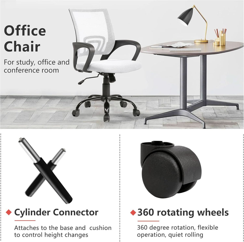 Silla de oficina blanca ergonómica con soporte lumbar para el hogar