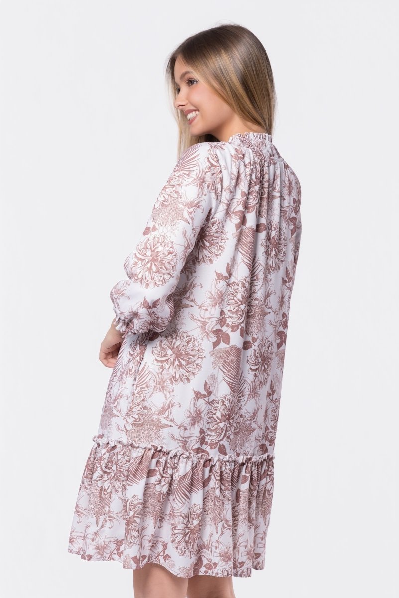 Clio Dress 37" (Beige White)
