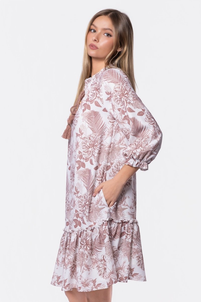 Clio Dress 37" (Beige White)