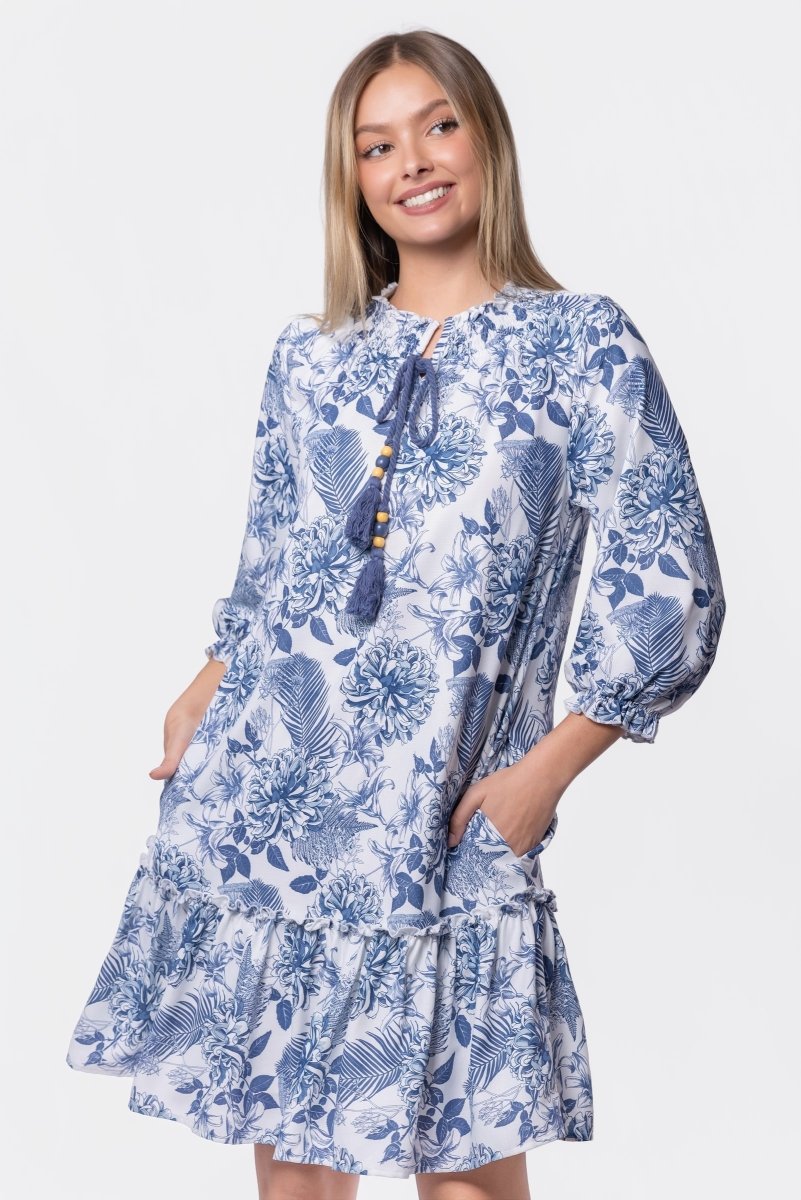 Clio Dress 37" (Blue White)