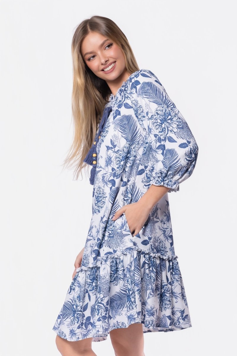 Clio Dress 37" (Blue White)