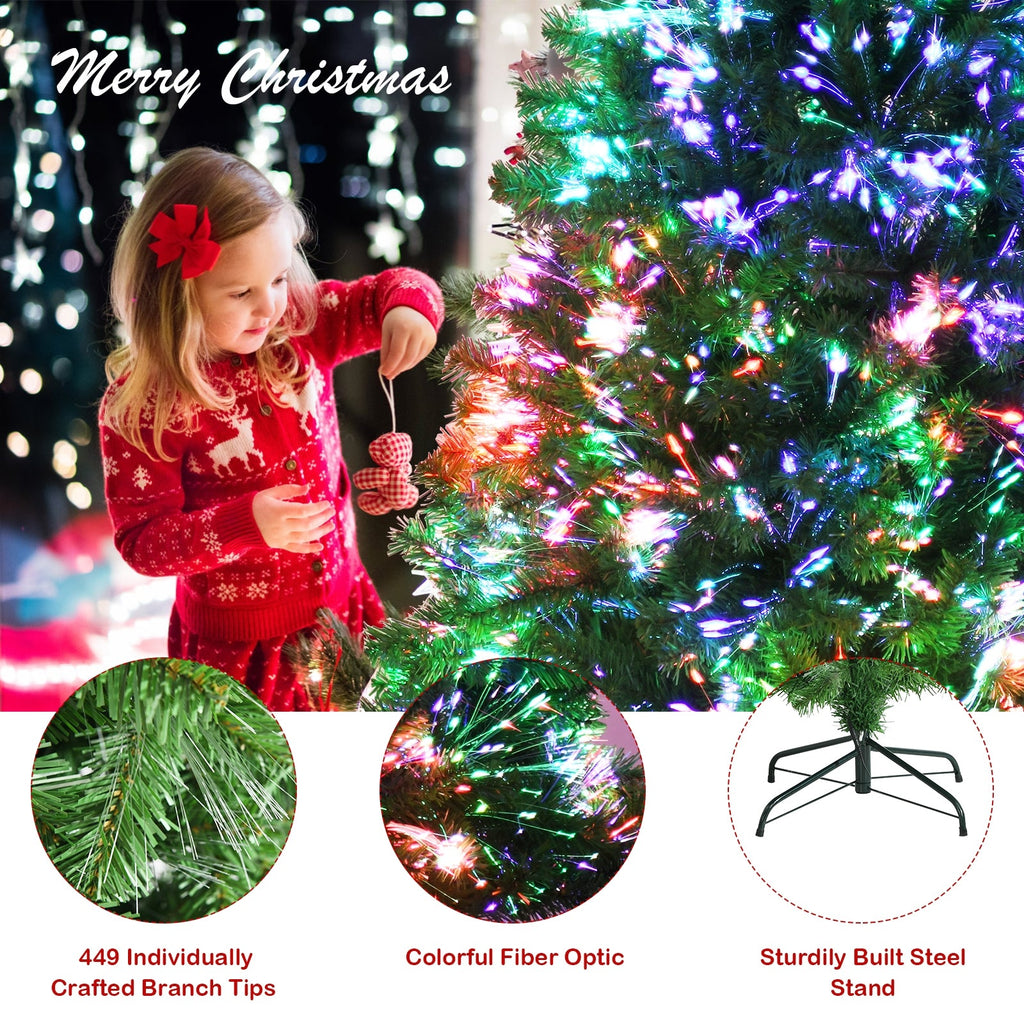 Pre-lit Multi-Colored Fiber Optic Spruce Artificial Christmas Tree