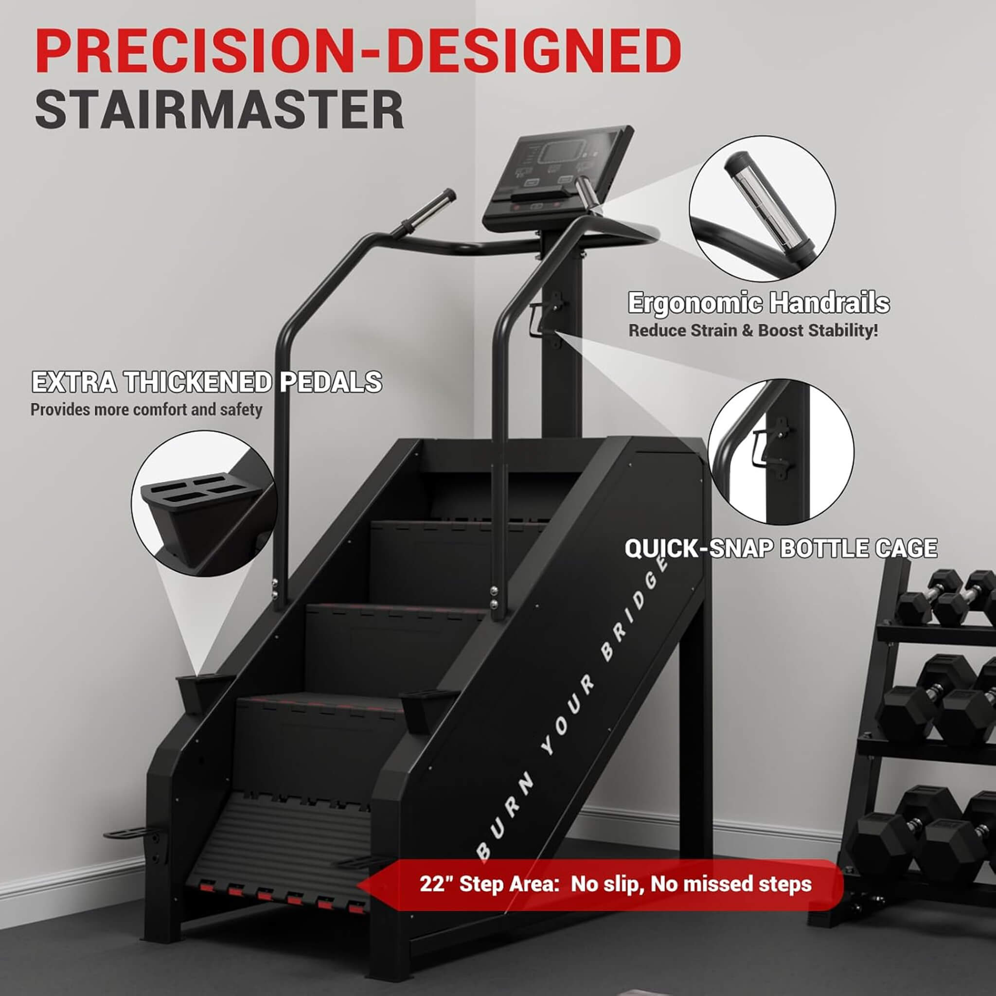 Rovix Escaladora Comercial con Pantalla LED y 15 Niveles de Resistencia (SAK91837)