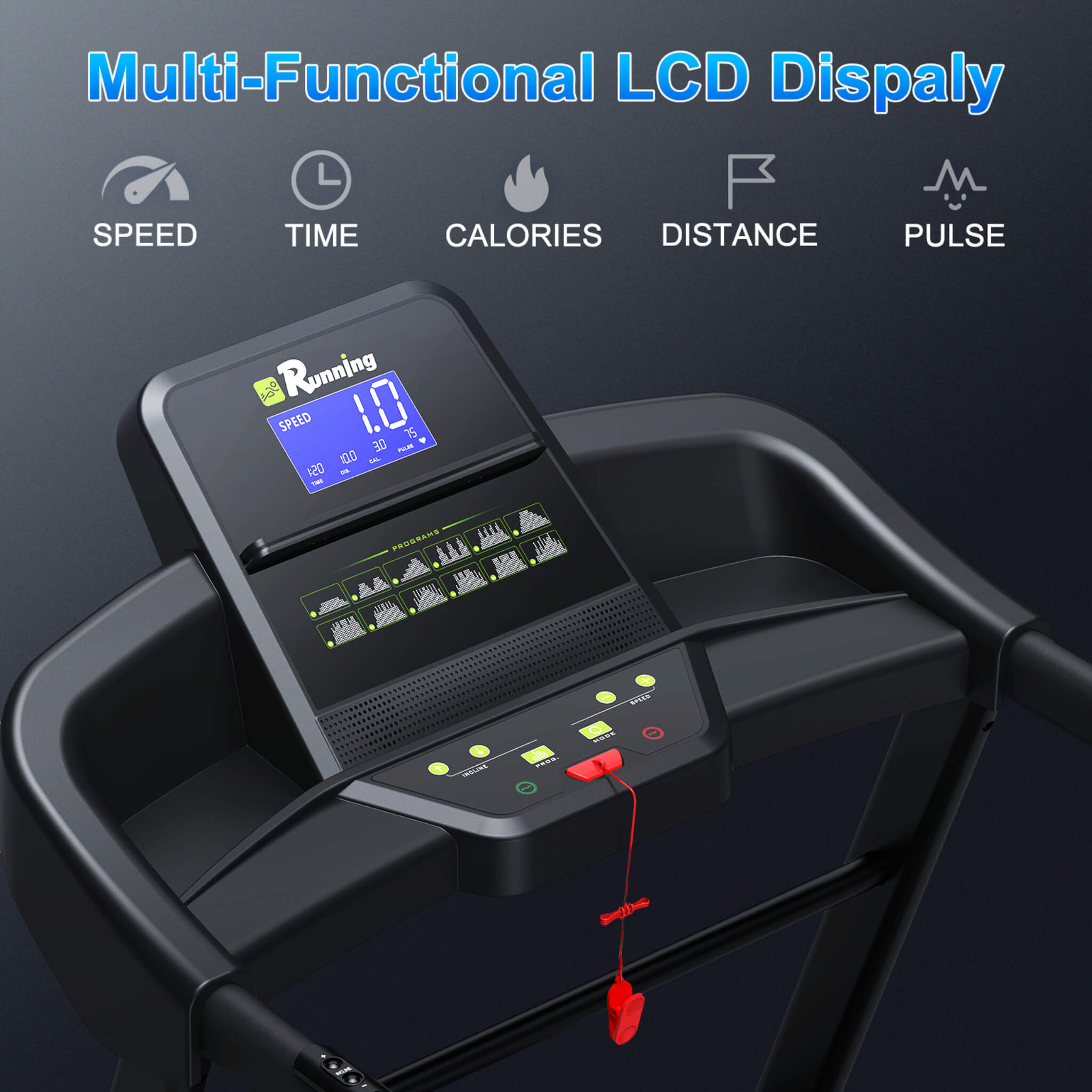 Cinta de correr eléctrica plegable Rovix Compact de 3.5HP con Bluetooth, pantalla LCD y 12 programas de carrera preestablecidos (SAK25879)