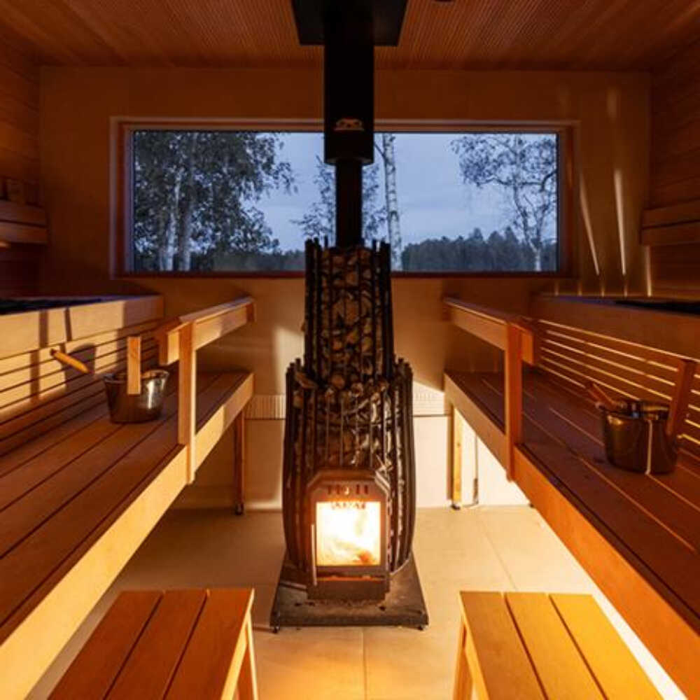 Cozy Heat SW Thru-Wall Wood Burning Sauna Stove With Sauna Stones [COZY SW-TW] (SAK69342)