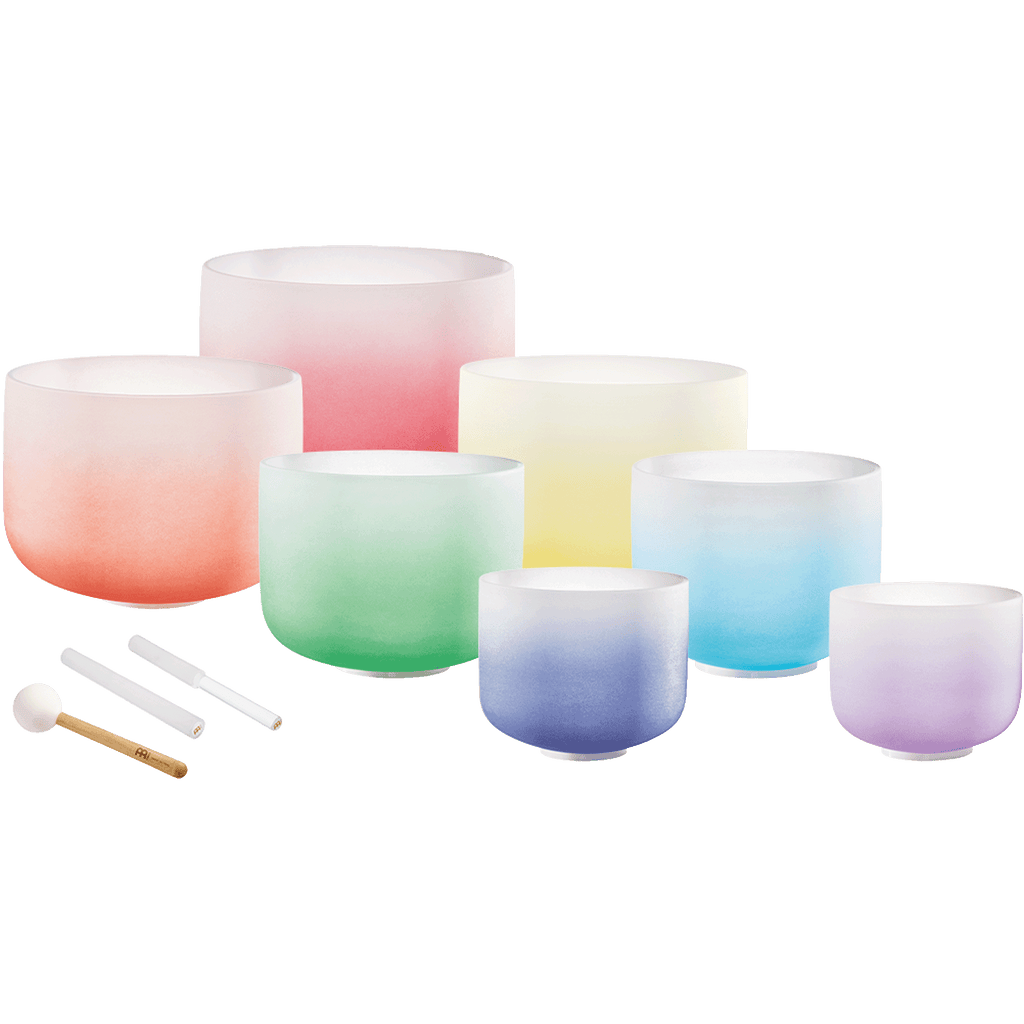 Juego de cuencos cantores de cristal de cuarzo de 7 chakras (8"-14")