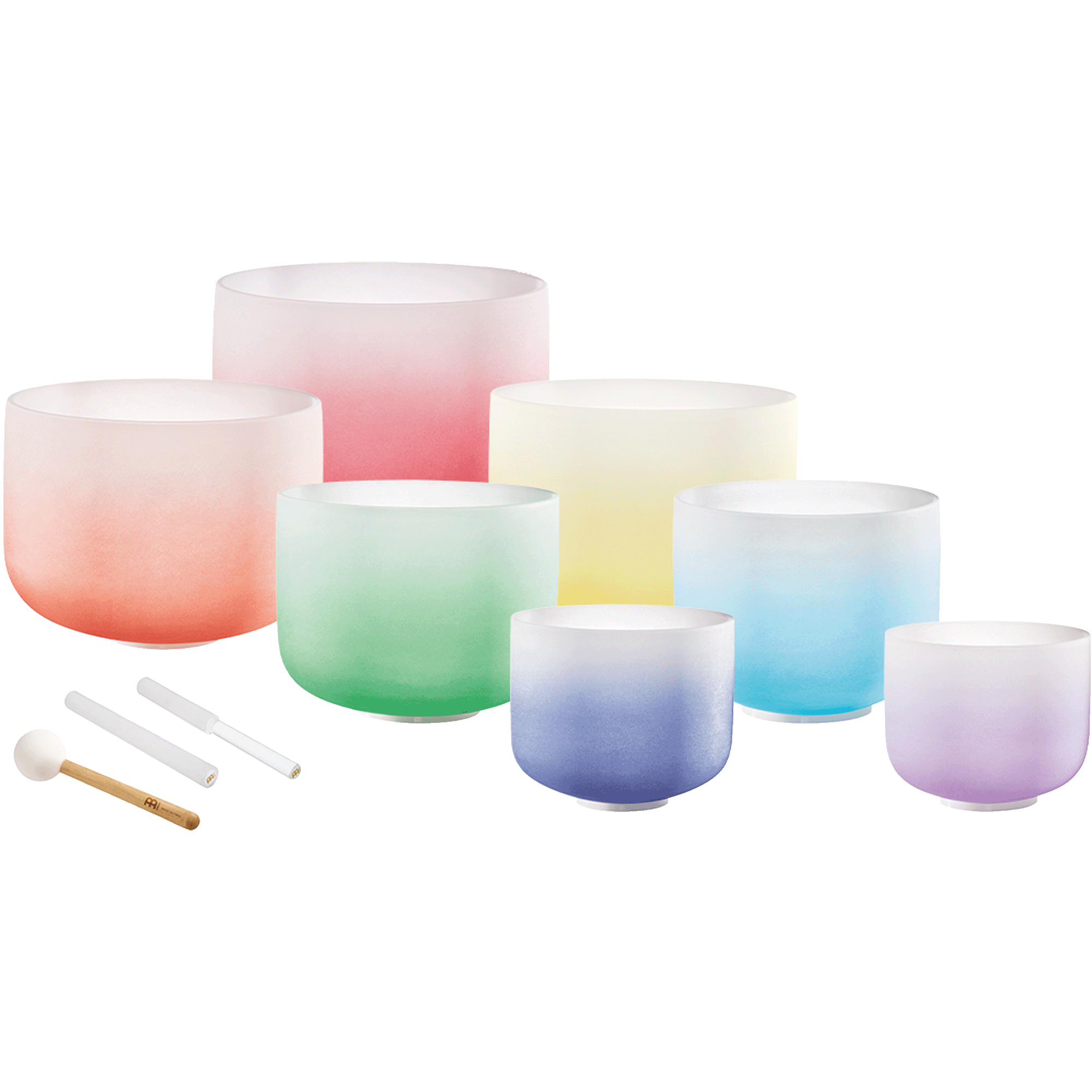 Juego de cuencos cantores de cristal de cuarzo de 7 chakras (8"-14")