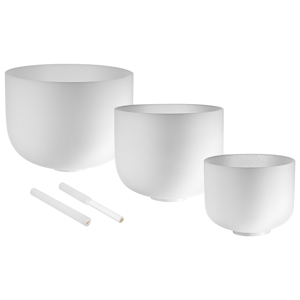 Cuencos cantores de cristal de 432 Hz 8” F4, 10” D4, 12” C4 - Set Armonía Pura