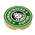 Somanybucks Coffee Sign (2x2 Round Tile) - B3 Customs made using LEGO parts