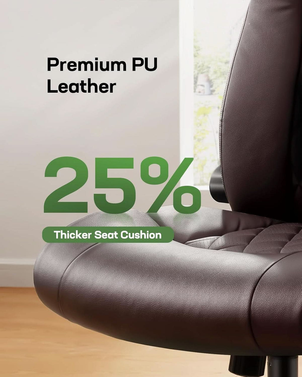 Sillón ejecutivo de oficina de cuero sintético con reposabrazos plegables