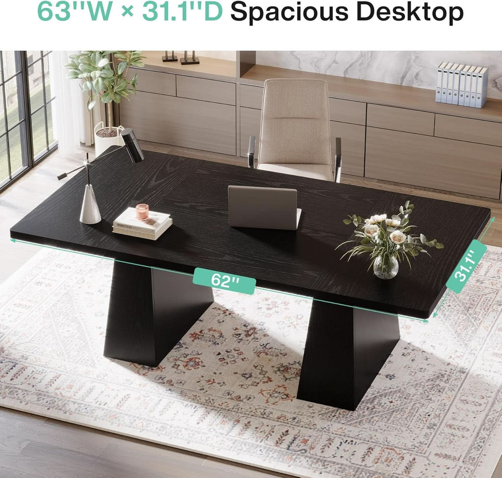 Escritorio ejecutivo moderno de 63 pulgadas con pedestal doble