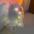 Patinete con luces, motocicleta, velo brillante, accesorios para casco, tocado de boda para motocicleta