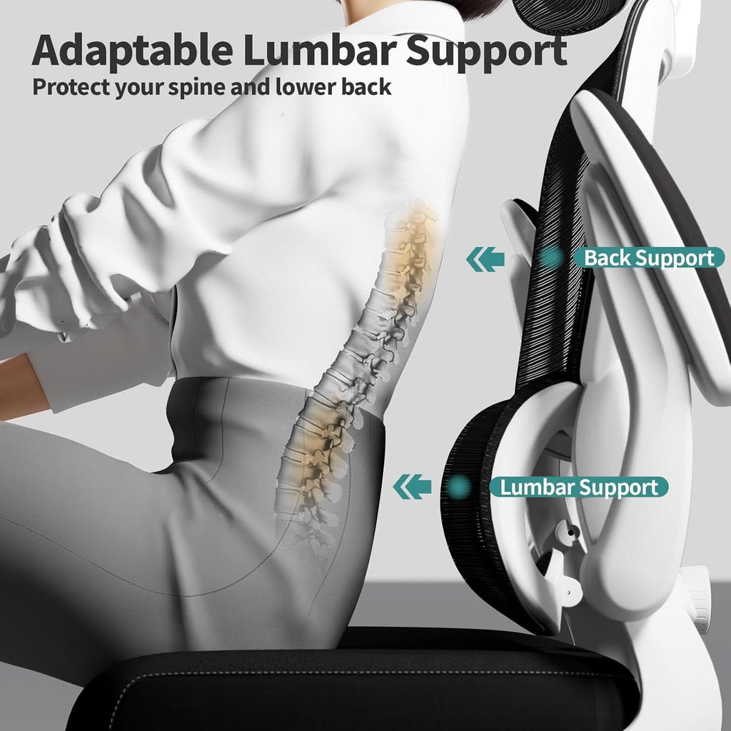 Silla de oficina ergonómica de malla con respaldo alto y ruedas, negra
