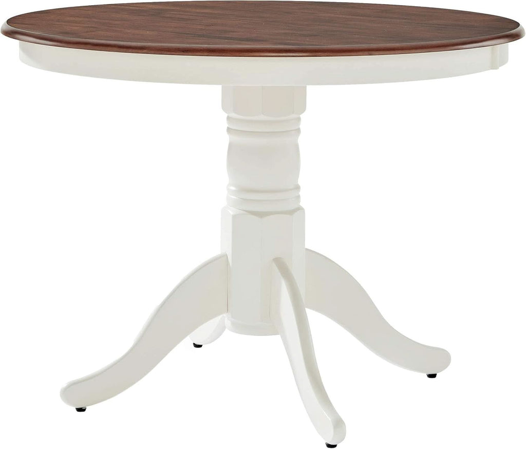 Juego de comedor redondo blanco envejecido de cinco piezas