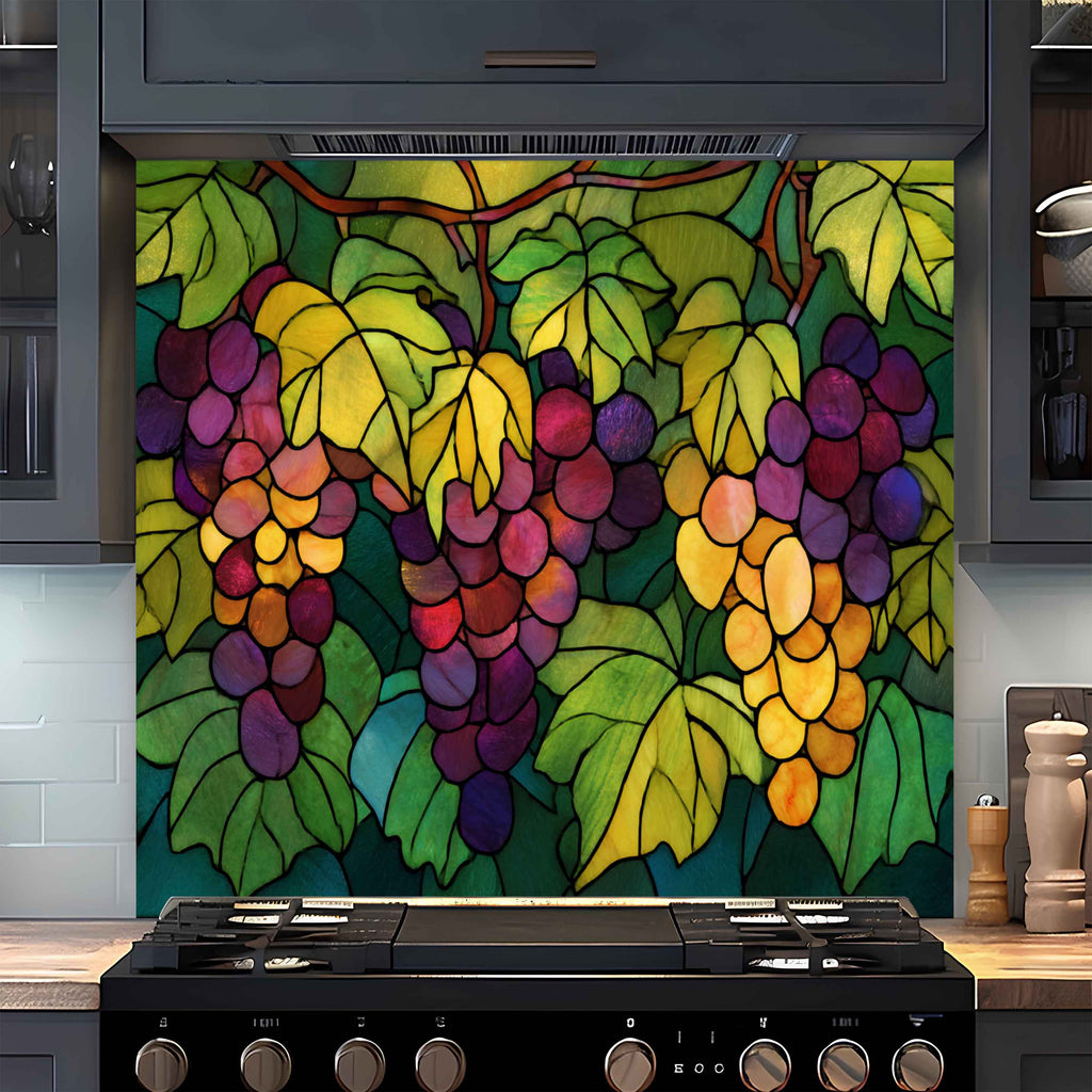 Salpicadero de Cristal Templado con Viñedo Víntage para Cocina de Estilo Toscano