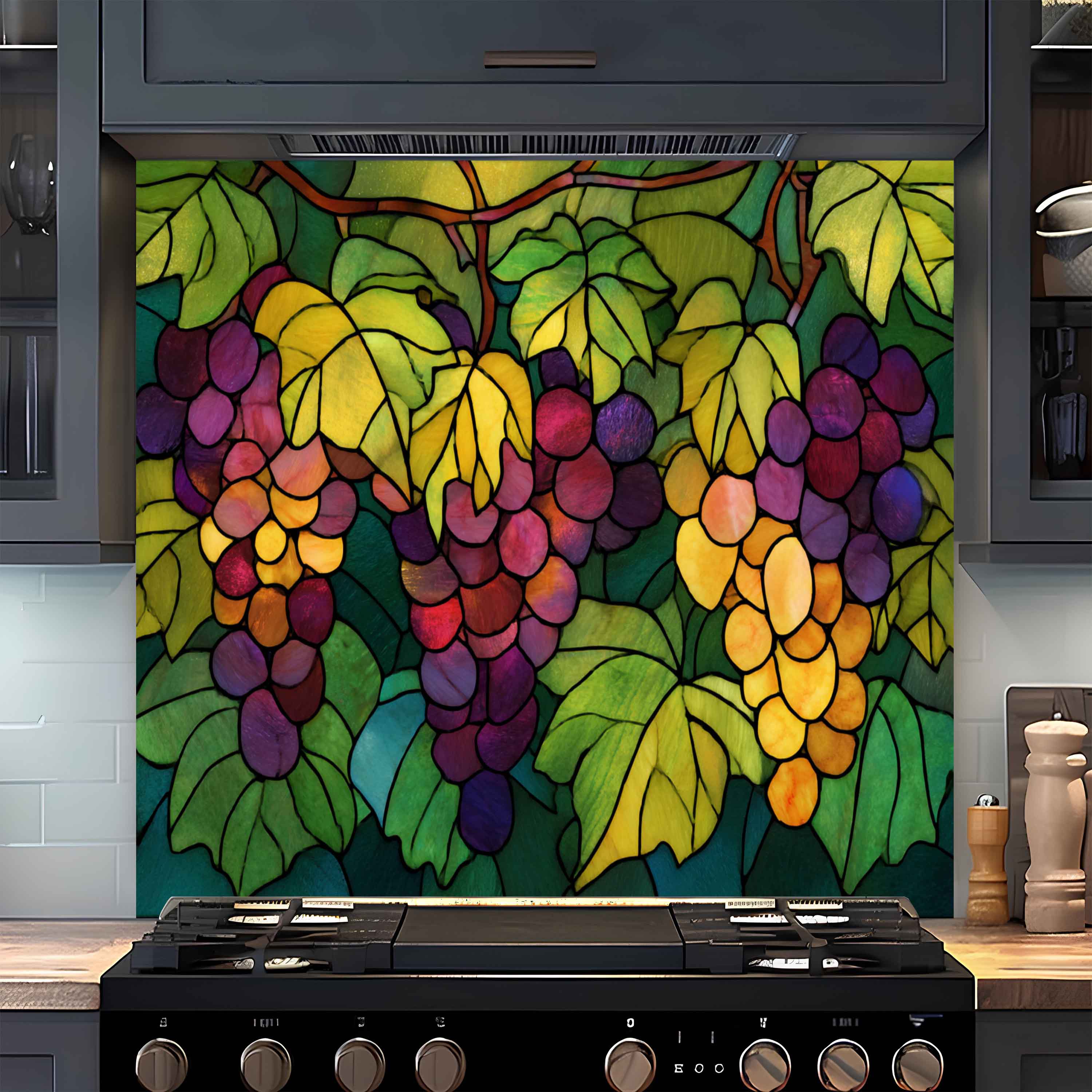 Salpicadero de Cristal Templado con Viñedo Víntage para Cocina de Estilo Toscano