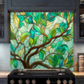 Tranquil Branches – Tempered Glass Backsplash with Tree Branch and Leaf Design