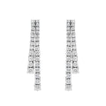 Double Line Four Prong Graduated Drop Earrings