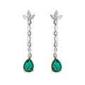 Diamond Trio Drop Emerald Pear Drop Earring