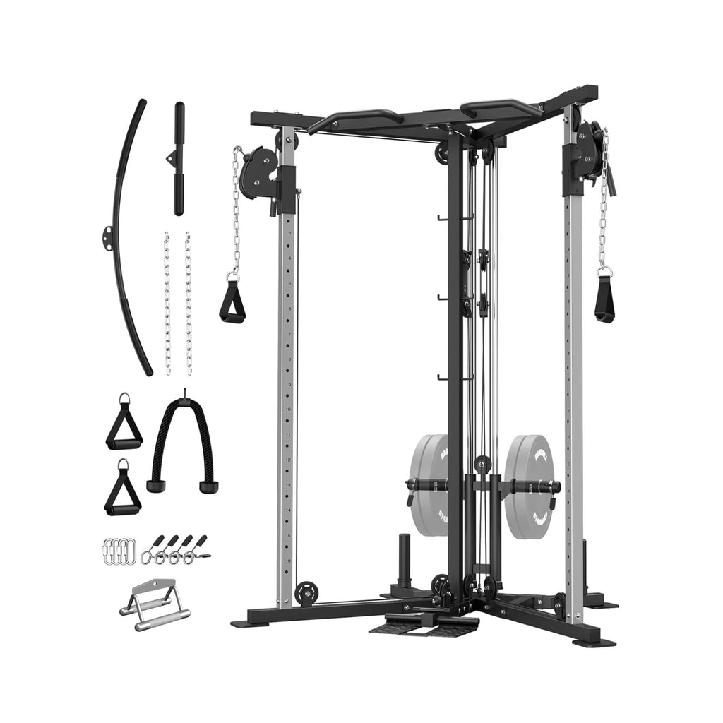 Máquina de Crossover con Doble Polea y Barra para Dominadas y Jalón LAT (SAK98124) de Rovix
