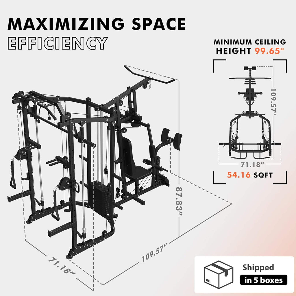 Máquina Smith Dual Station Rovix con Crossover de Cable para Gimnasio en Casa (SAK24079)