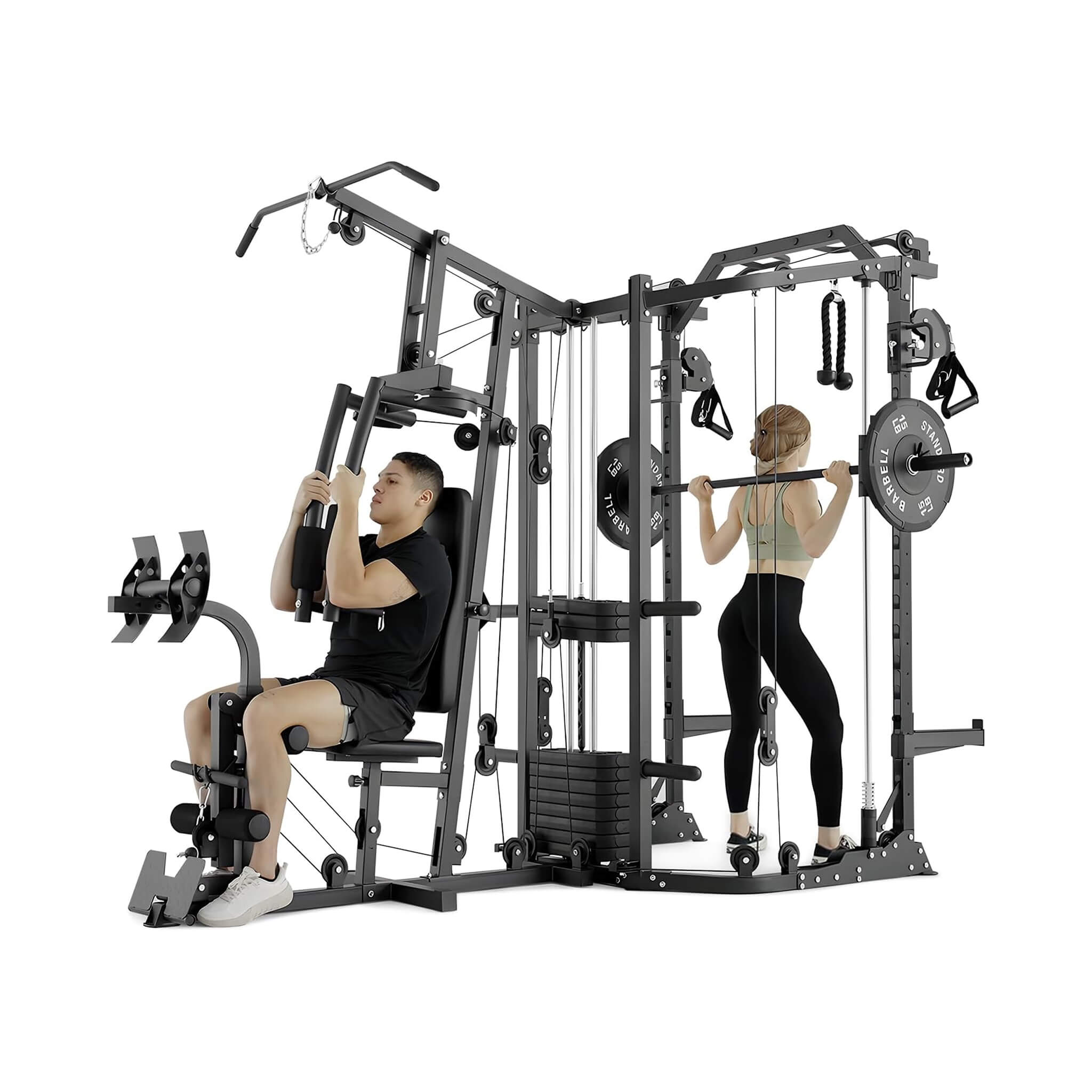 Máquina Smith Dual Station Rovix con Crossover de Cable para Gimnasio en Casa (SAK24079)