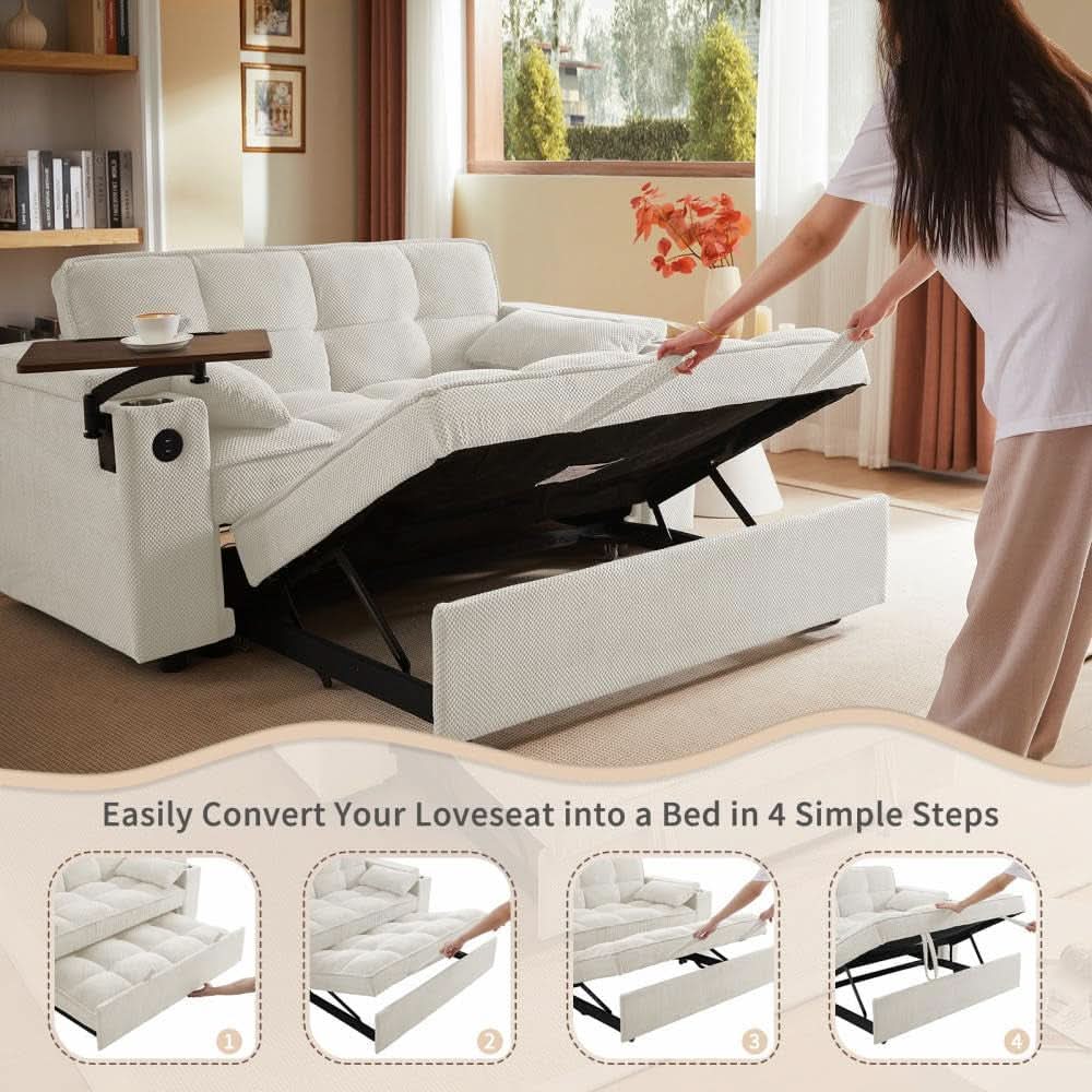Sofá cama convertible de 65 pulgadas con respaldo ajustable