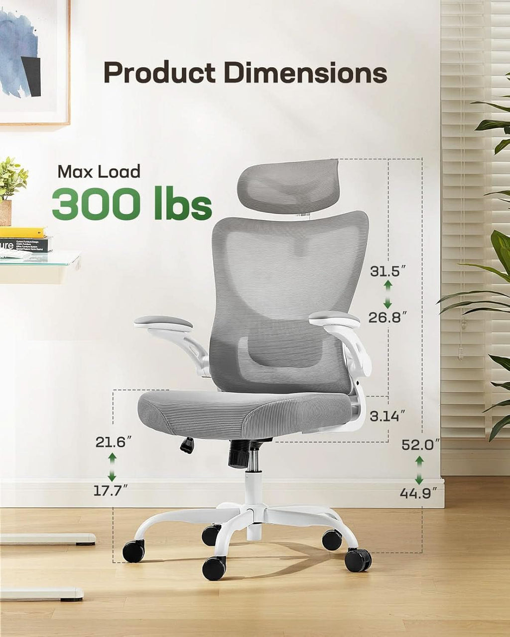 Silla de oficina ergonómica de malla con soporte lumbar ajustable