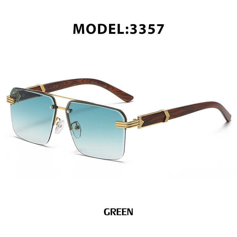 Men's Sunglasses With Frameless Woodgrain-Inspired Legs