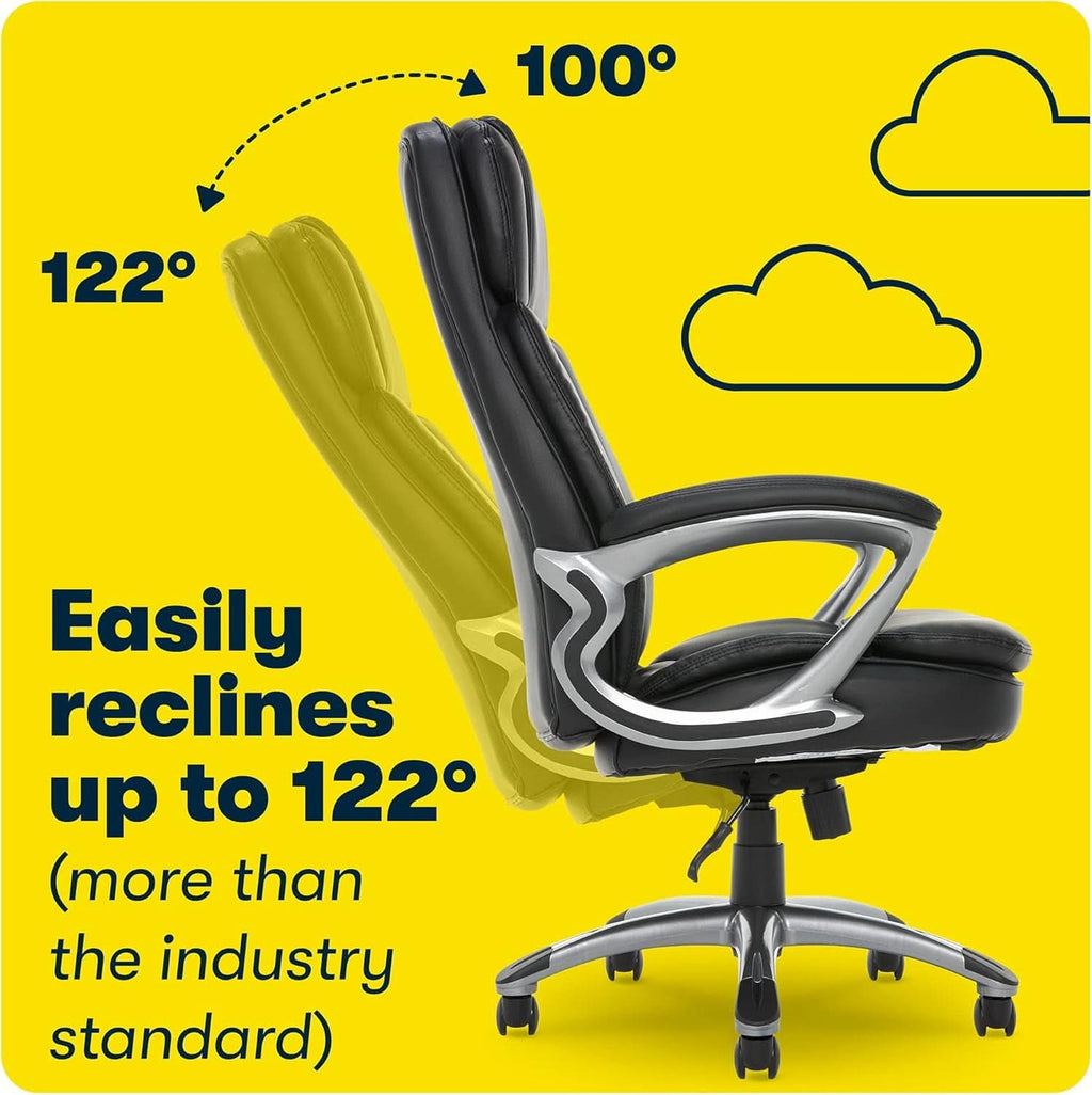 Sillón de oficina ejecutivo ergonómico grande y alto negro