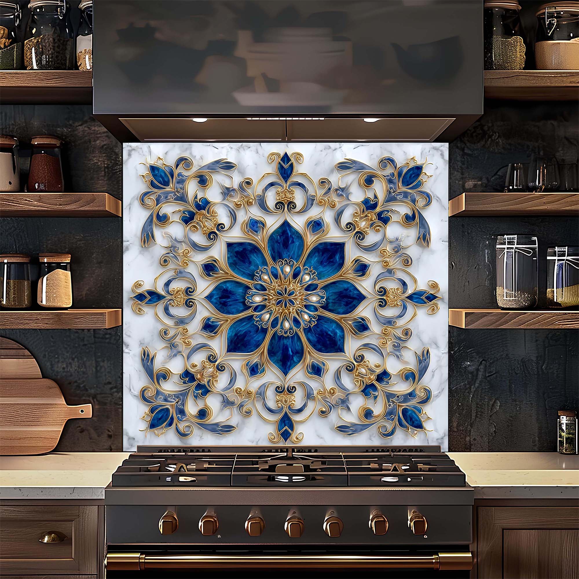 Salpicadero de cocina personalizado – Salpicadero de cristal templado Royal Sapphire para cocina