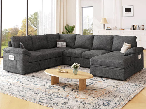 Sofá Cama Seccional Modular de 108 Pulgadas Gris Carbón