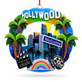 Los Angeles Hollywood Skyline Palm Trees Resin Christmas Ornament