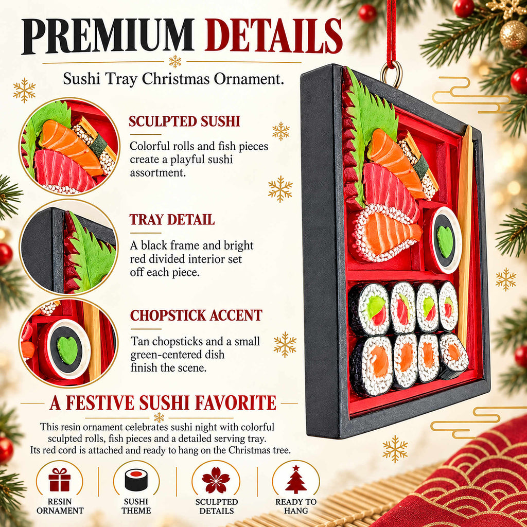 Japanese Sushi Bento Box With Chopsticks Resin Christmas Ornament
