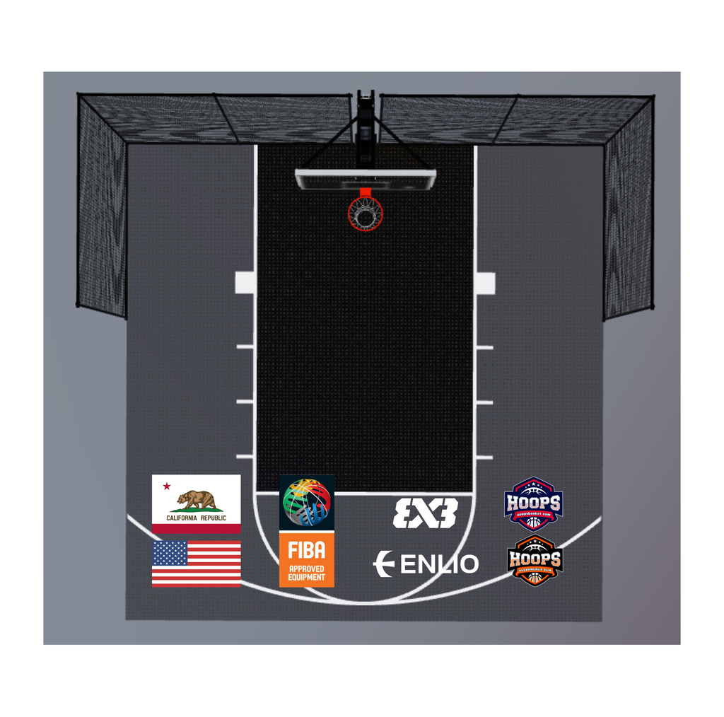Cancha oficial de baloncesto 3x3 Enlio de EE. UU. – Certificada por la FIBA – 25' x 25' – Kit Club