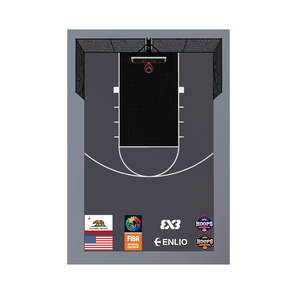 Cancha de baloncesto 3x3 oficial Enlio de EE. UU. – Certificada por la FIBA – Media cancha de 7,62 m x 12,19 m