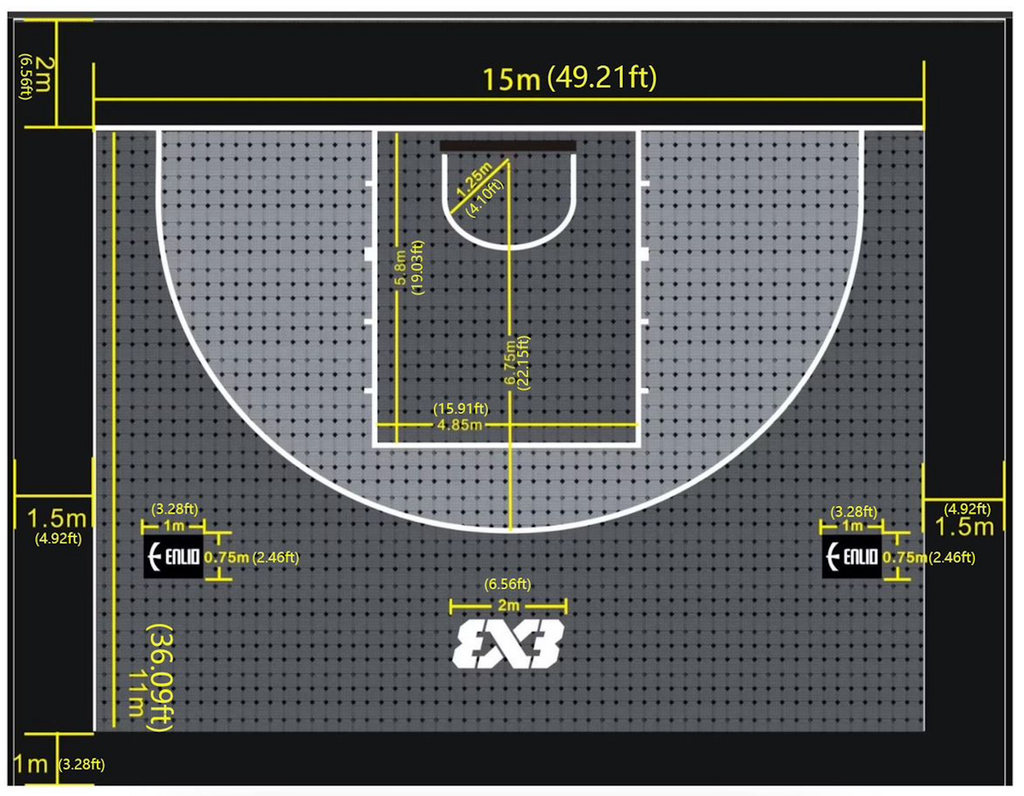 Alquiler de cancha oficial de baloncesto FIBA 3x3 Enlio