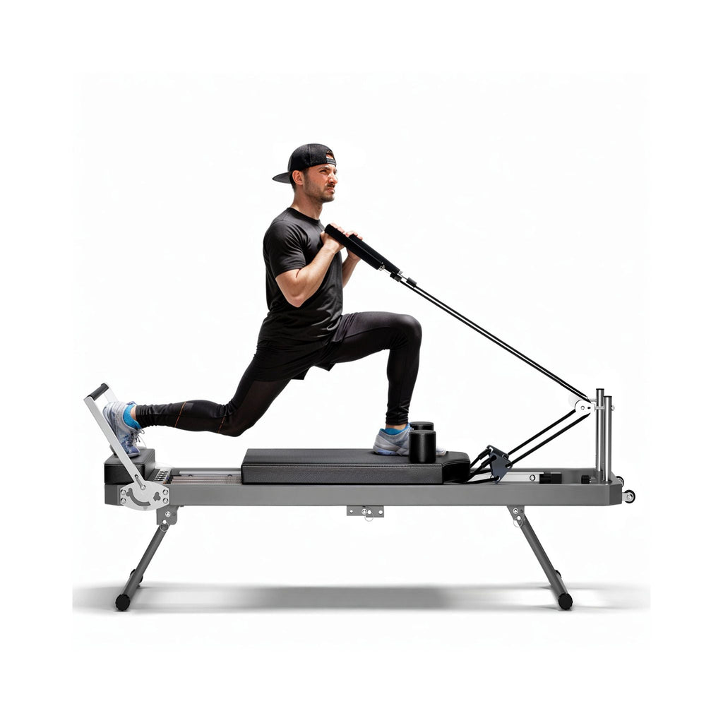 Máquina de Reformador de Pilates Core Pilates Extra Grande Multifuncional con Cuerdas de Resistencia Dinámica y Rebotador Aeróbico, Negra (SAK32879)