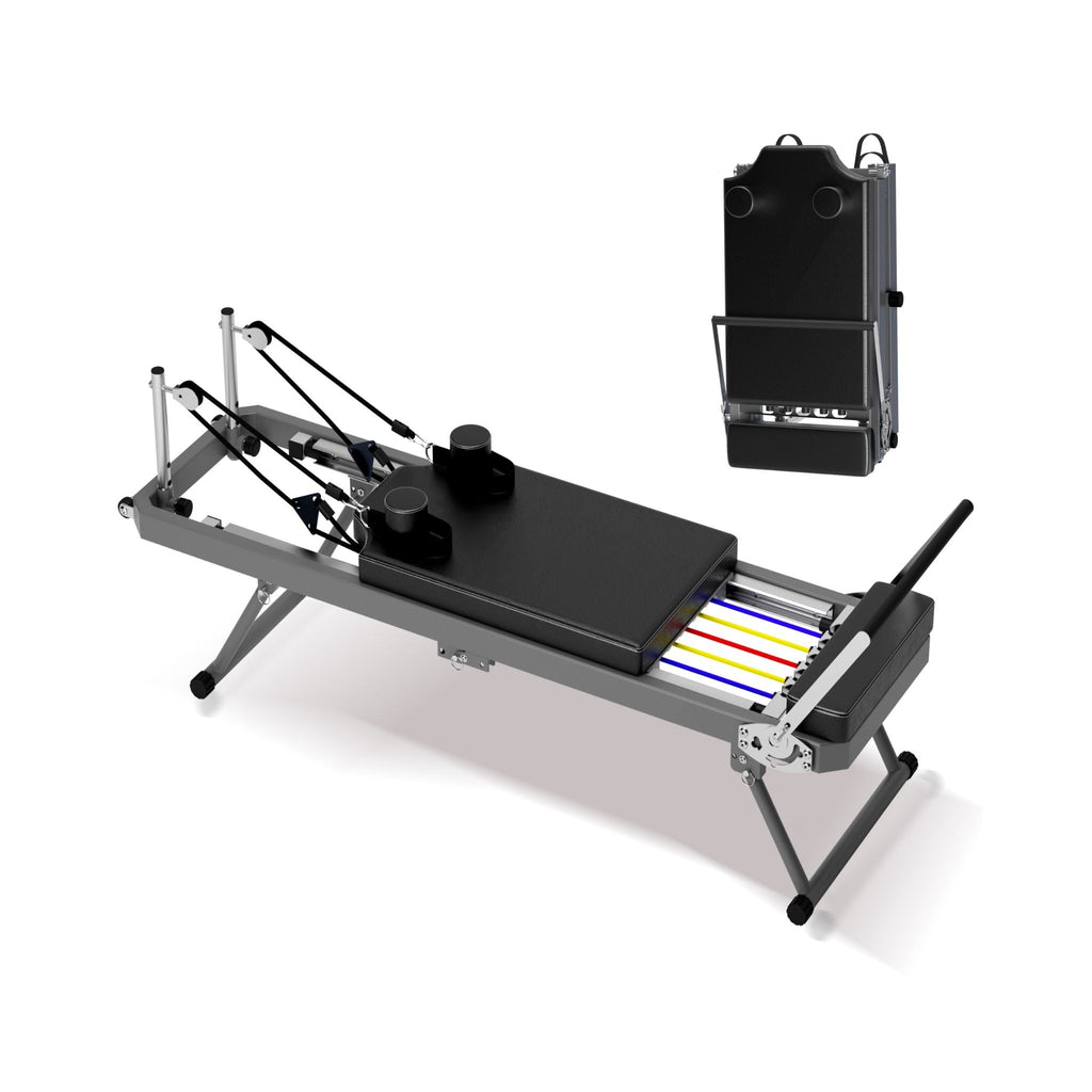Máquina de Reformador de Pilates Core Pilates Extra Grande Multifuncional con Cuerdas de Resistencia Dinámica y Rebotador Aeróbico, Negra (SAK32879)