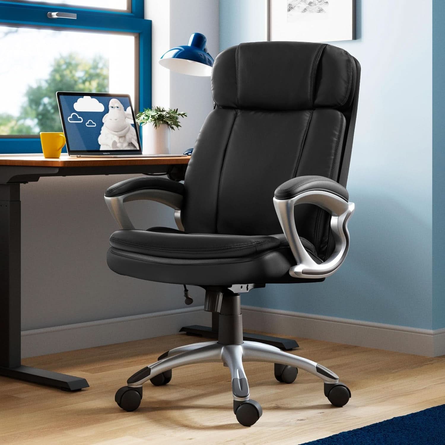 Sillón de oficina ejecutivo ergonómico grande y alto negro