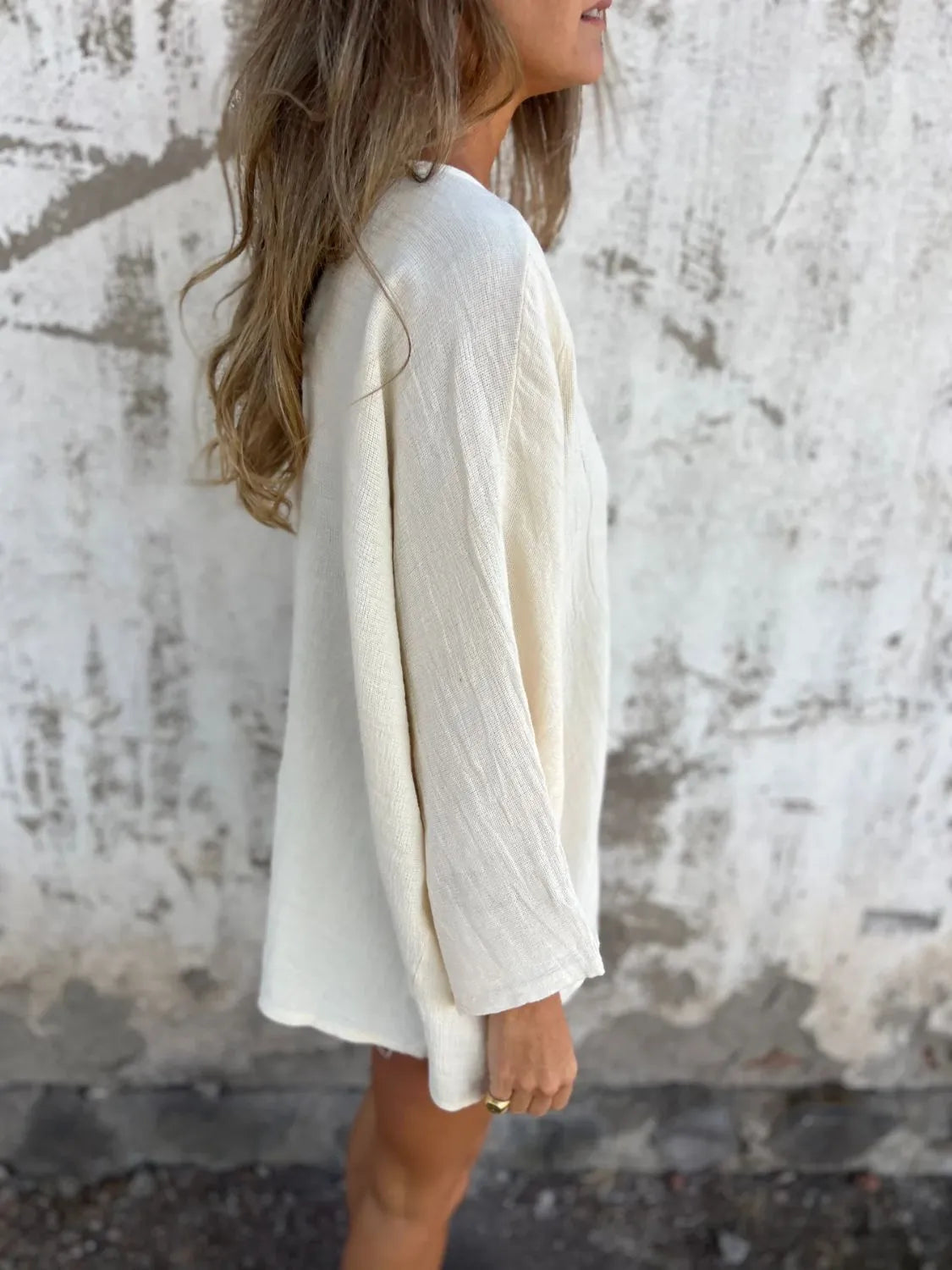 Full Size One Button Long Sleeve Shirt Plus Size