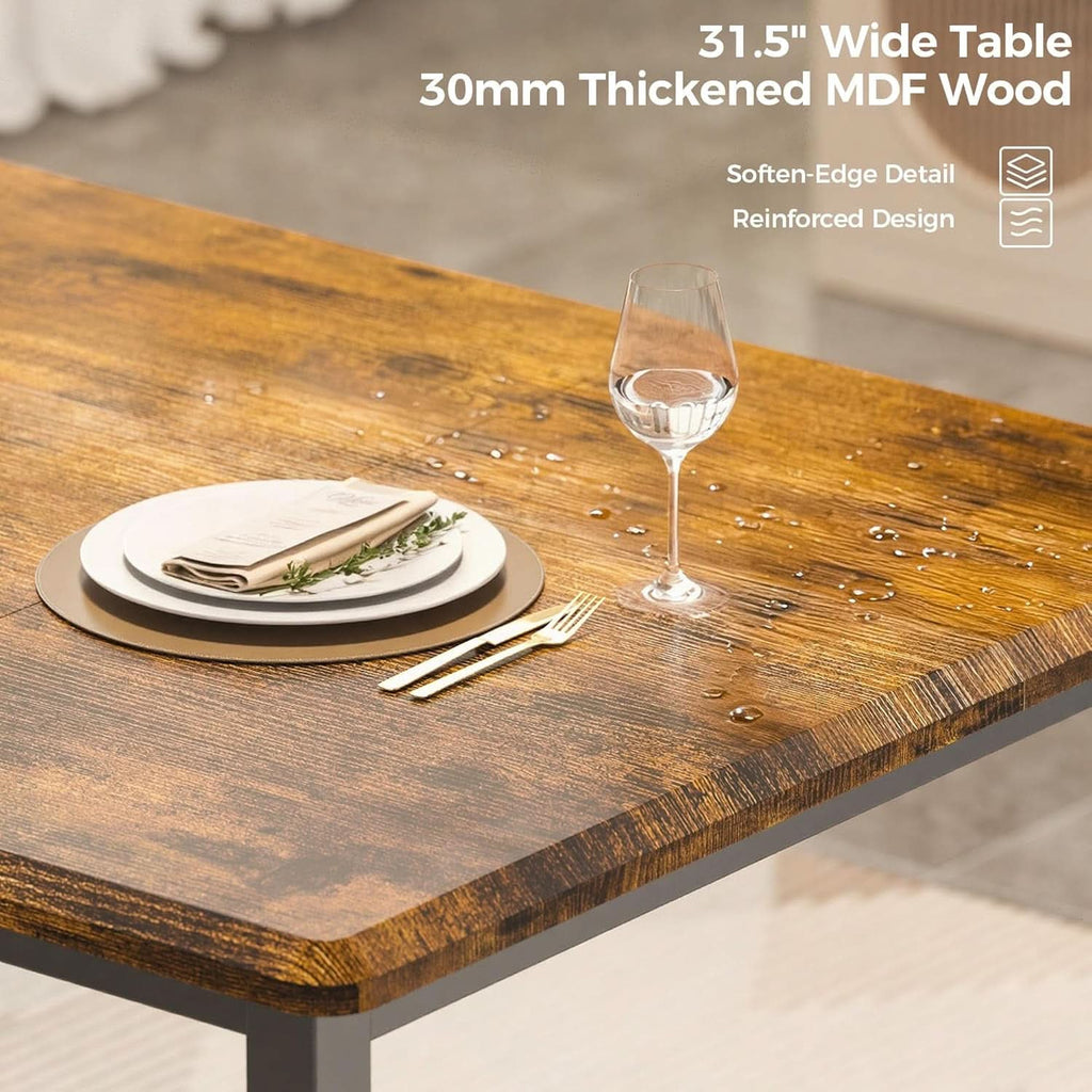 Juego de mesa de comedor extensible de 63 pulgadas, rústico marrón