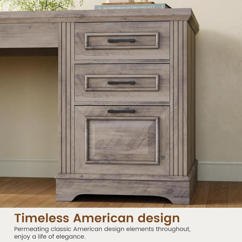 Grey L Shaped Desk With Power Outlet For Home Office