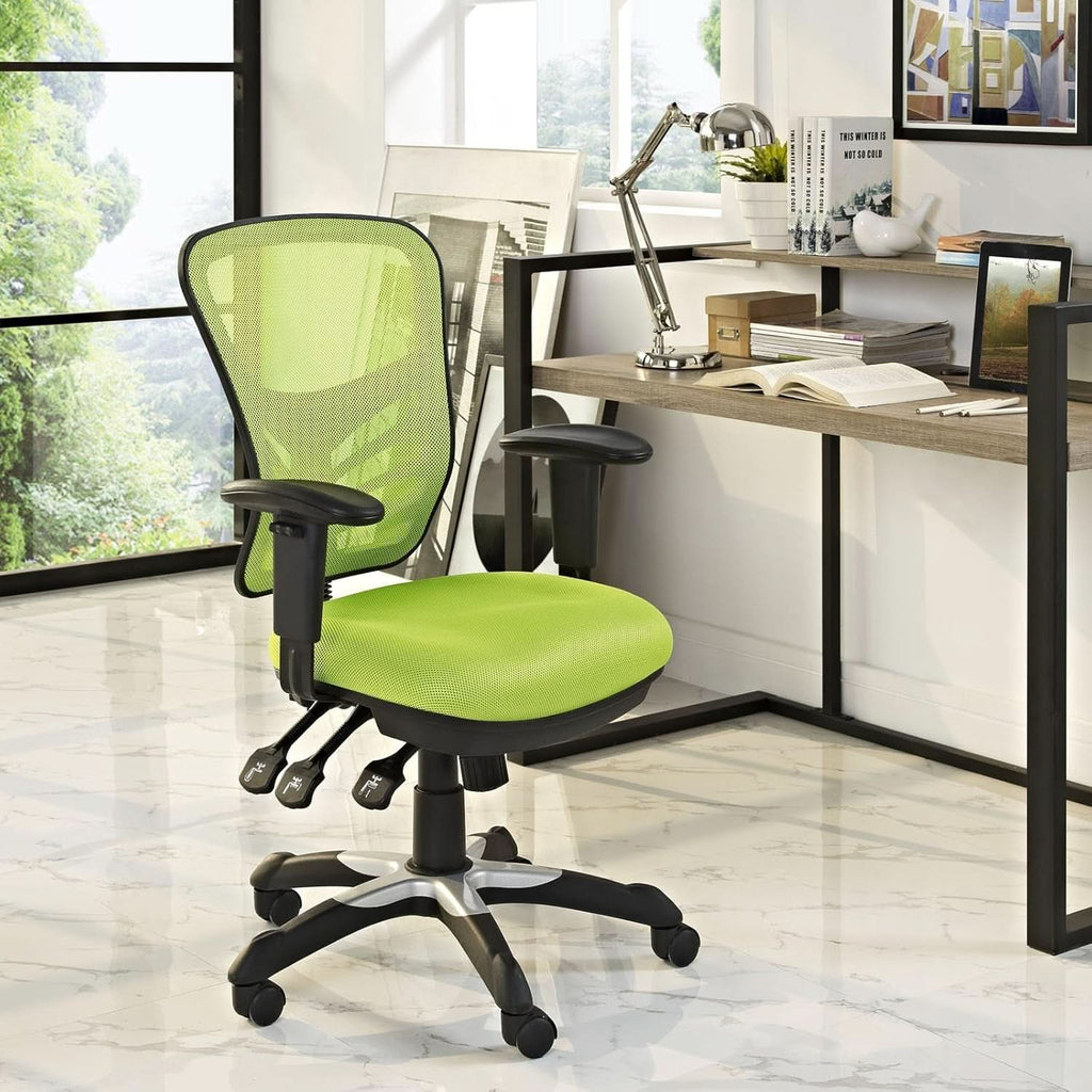 Silla de oficina ergonómica de malla verde articulada para largas horas